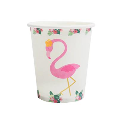 FLAMINGO THEME PAPER CUPS - PACK OF 10 PAPER CUPS - FLAMINGO PAPER CUPS