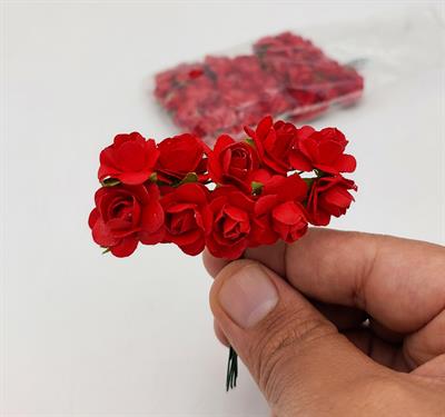 BRIGHT & BEAUTIFUL: RED PLASTIC FLOWERS IN BULK (3" TALL, 5 BUNCHES OF 10)