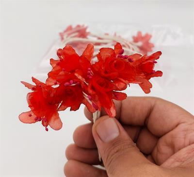 BULK SET OF RED PLASTIC FLOWERS (5" SIZE, 9 BUNCHES)