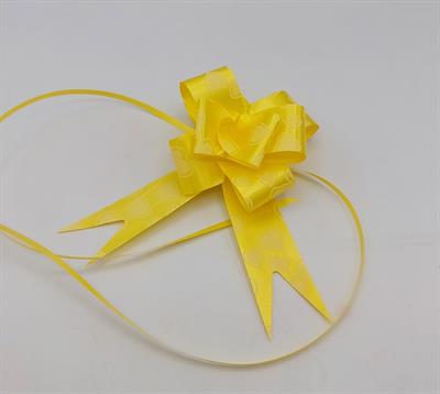 LEMON YELLOW WITH HEART STAMP FLOWER RIBBONS 18 INCH IN SIZE ( PACK OF 10 )