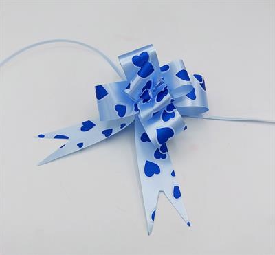 BLUE WITH DARK BLUE HEART STAMP FLOWER RIBBONS 18 INCH IN SIZE ( PACK OF 10 )