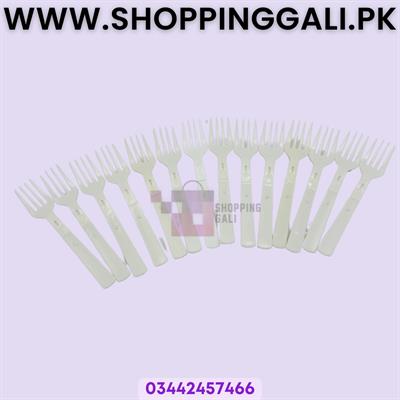 Plastic Foldable Forks - White Disposable Cutlery - Unisex - Pack Of 14