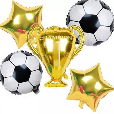 FOOTBALL THEME FOIL BALLOON SET TROPHY ( PACK OF 5 FOIL BALLOONS )