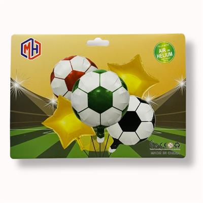 FOOTBALL THEME FOIL BALLOON SET MULTICOLORS ( PACK OF 5 FOIL BALLOONS )