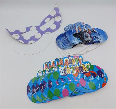 BIRTHDAY PARTY PAPER MASKS MIX ( PACK OF 14 PAPER MASKS )