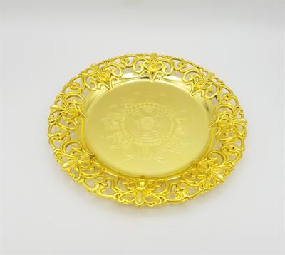 GOLDEN FANCY PLASTIC PLATE 1 PCS ( 7 INCH IN SIZE )