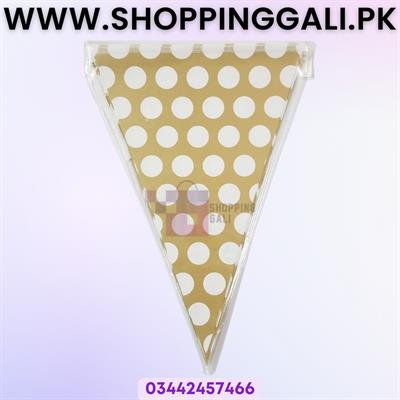 GOLDEN POLKA DOT BUNTINGS - PACK OF 10 BUNTINGS - GOLDEN THEME PARTY DECORATION BANNER