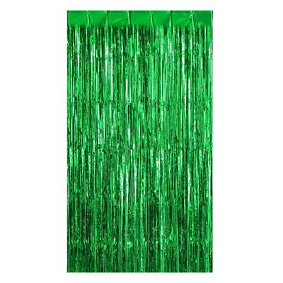 GREEN COLOR FOIL FRINGE CURTAINS FOR STUNNING PARTY WALL DECORATION