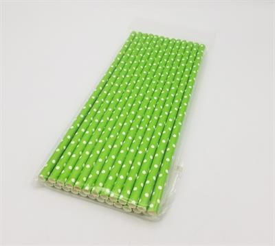 GREEN POLKA DOT PARTY DECORATION PAPER STRAWS ( PACK OF 25 PAPER STRAWS )