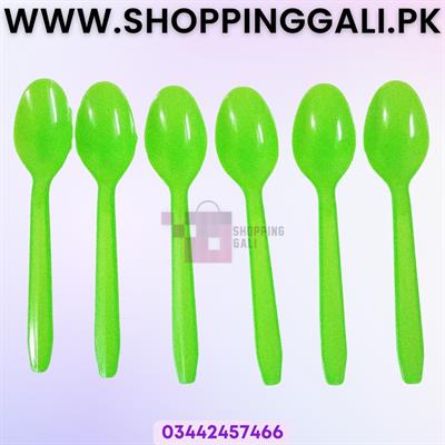 GREEN COLOR SPOONS - PACK OF 20 SPOONS - GREEN THEME SPOONS