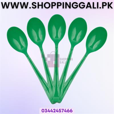 DARK GREEN COLOR SPOONS - PACK OF 20 SPOONS - GREEN THEME SPOONS