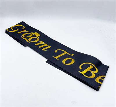 GROOM TO BE SASH FOR WEDDING PARTY WEAR IN BLACK GOLDEN COLOR