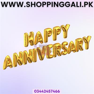 HAPPY ANNIVERSARY FOIL BALLOON IN GOLDEN COLOR - ANNIVERSARY PARTY FOIL BALLOONS