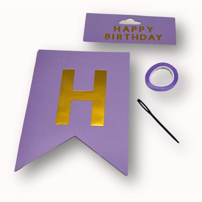 CELEBRATE IN STYLE PURPLE COLOR 13-CARD HAPPY BIRTHDAY BANNER WITH RIBBON