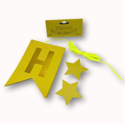 CELEBRATE IN STYLE YELLOW COLOR 13-CARD HAPPY BIRTHDAY BANNER WITH RIBBON