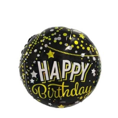 HAPPY BIRTHDAY FOIL BALLOON IN BLACK AND YELLOW COLORS ( 18 INCH IN SIZE )