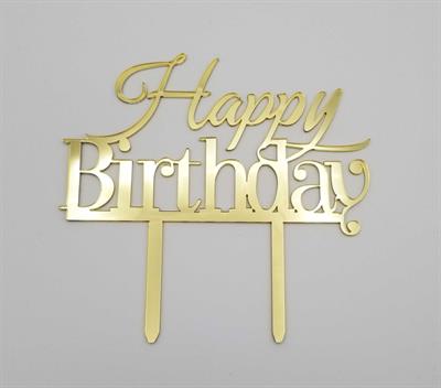 HAPPY BIRTHDAY GOLDEN COLOR ACRYLIC CAKE TOPPER