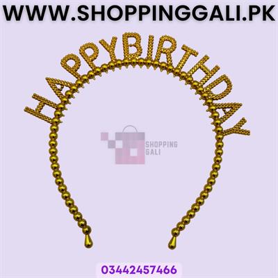 Happy Birthday Hair Band - Adjustable - Birthday Party Hair Band - Golden Color - Headband For Boys & Girls