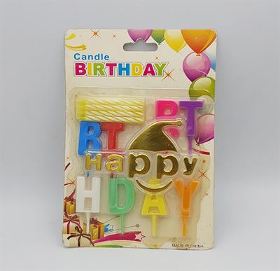 HAPPY BIRTHDAY SMILEY CANDLE SET FOR CAKE DECORATION