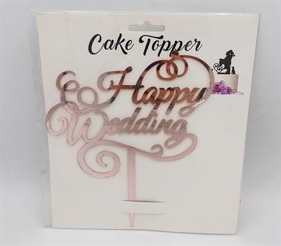 HAPPY WEDDING CAKE TOPPER IN ROSE GOLD COLOR FOR CAKE DECORATION