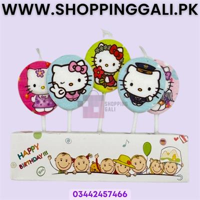 Hello Kitty Candles - Cake Decoration Candles - Multi Colors - Girls Theme - Pack Of 5 Candles