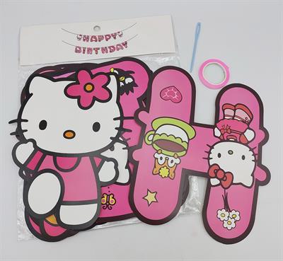 HELLO KITTY HAPPY BIRTHDAY BANNER IN PINK COLOR WITH RIBBON LACE