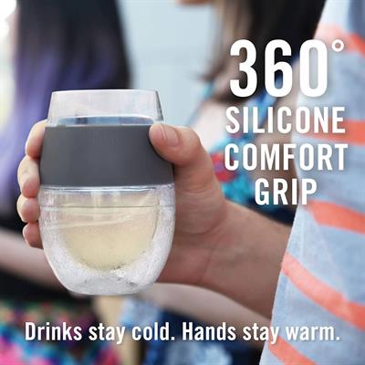 Host Wine Freeze Cups - Transparent Cooling Cups With Grey Grip - Unisex - Pack Of 2