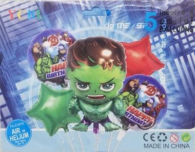 HULK FOIL BALLOON SET FACE DESIGN ( PACK OF 5 FOIL BALLOONS )