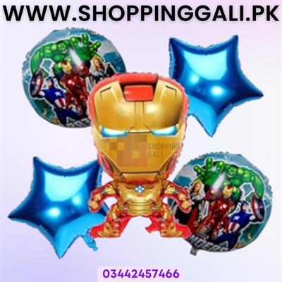 IRON MAN FOIL BALLOON SET - PACK OF 5 FOIL BALLOONS - AVENGERS THEME FOIL BALLOONS