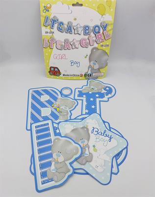 ITS A BOY BANNER WITH RIBBON - BABY BOY WELCOME PARTY BANNER