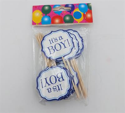 ITS A BOY CUPCAKE TOPPERS ( PACK OF 20 )