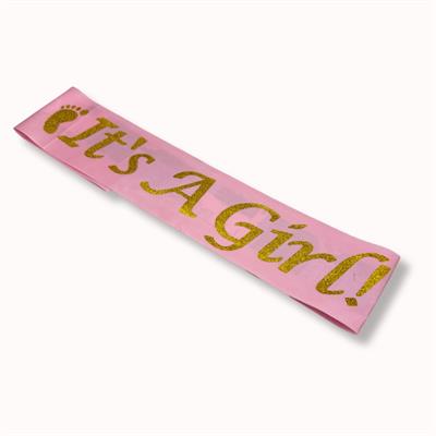 ITS A GIRL SASH IN BABY PINK COLOR - BABY SHOWER SASH FOR PARTY WEAR