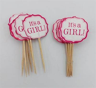 ITS A GIRL CUPCAKE TOPPERS ( PACK OF 20 )