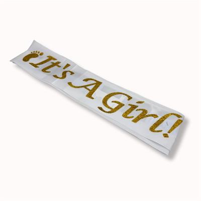 ITS A GIRL SASH IN WHITE COLOR - BABY SHOWER SASH FOR PARTY WEAR