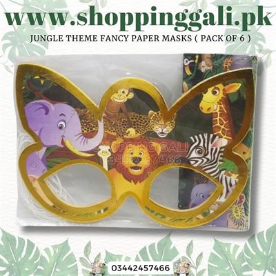 JUNGLE PARTY FANCY PAPER MASKS ( PACK OF 6 PARTY WEAR MASKS )