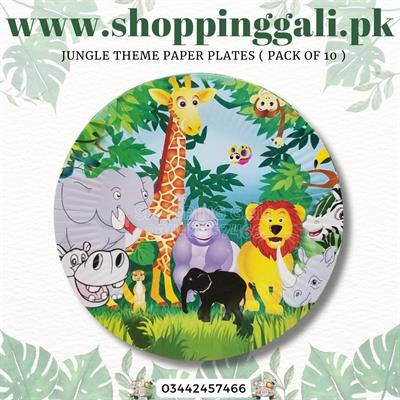 JUNGLE PARTY PAPER PLATES 9 INCH IN SIZE ( PACK OF 10 PAPER PLATES )