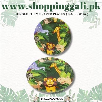 JUNGLE PARTY PAPER PLATES 7 INCH IN SIZE ( PACK OF 10 PAPER PLATES )