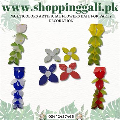 FLOWERS BAIL SHAPE CRAPE PAPER BANNER PACK OF 4 FLOWER BANNER IN MULTI COLOR