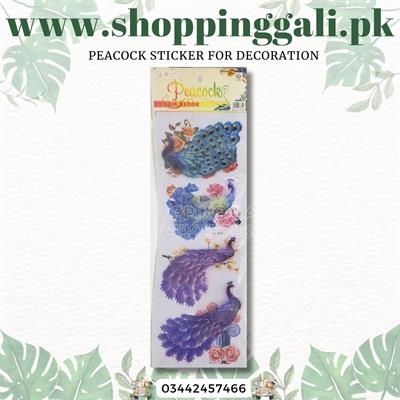 PEACOCK STICKERS ( PACK OF 4 STICKERS )