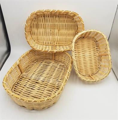 OVAL SHAPE KHAKI COLOR WOODEN GIFT BASKETS ( PACK OF 3 BASKETS IN 3 DIFFERENT SIZES )