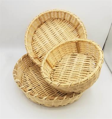 ROUND SHAPE KHAKI COLOR WOODEN GIFT BASKETS ( PACK OF 3 BASKETS IN 3 DIFFERENT SIZES )