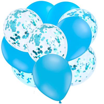 5 LIGHT BLUE BALLOON AND 5 CONFETTI FILLED BALLOONS ( PACK OF 10 LATEX BALLOONS )