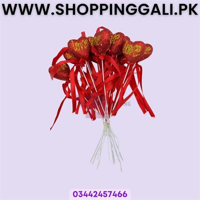 Love Heart Sticks - 7.5 Inch Height - Pack Of 12