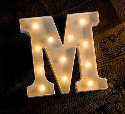 M LED ALPHABET - BATTERY OPERATED LED LETTERS FOR TABLE DECORATION