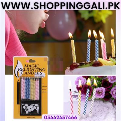 MAGIC RELIGHTING CANDLES FOR BIRTHDAY CAKE DECORATION ( PACK OF 10 ) MAGIC CANDLE FOR BIRTHDAY PARTIES