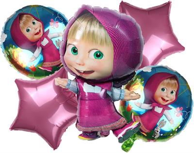 MASHA AND THE BEAR FOIL BALLOON SET ( PACK OF 5 FOIL BALLOONS )