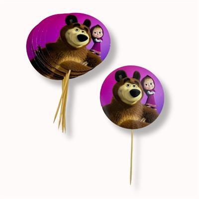 MASHA AND THE BEAR THEME CUPCAKE TOPPERS - PACK OF 10 - BIRTHDAY DECORATION - CUPCAKE DECORATION - CAKE DECORATION