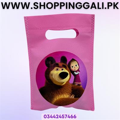 MASHA AND THE BEAR THEME GOODY BAGS FABRIC MATERIAL ( PACK OF 10 MASHA AND THE BEAR GOODY BAGS ) BIRTHDAY DECORATION SET