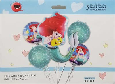 MERMAID THEME FOIL BALLOONS MULTICOLORS ( PACK OF 5 FOIL BALLOONS )