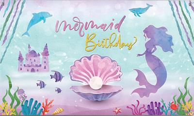 MERMAID BIRTHDAY PARTY BANNER ( 36 INCHES X 24 INCHES )